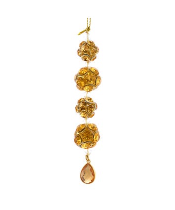 Rhinestone Gold Icicle With Gold Gems Ornament