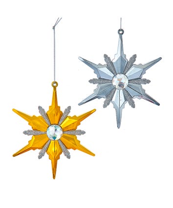 Silver & Gold Snowflake Ornaments, 2 Assorted