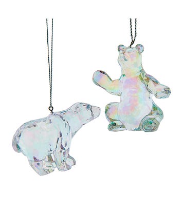 Opalescent Bear Ornaments, 2 Assorted