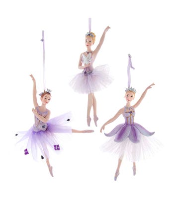 Royal Splendor Purple and Silver Ballerina Ornaments, 3 Assorted