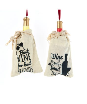 Red and White Wine Bag With Saying, 2 Assorted
