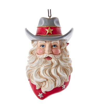 Western Santa Head Ornament