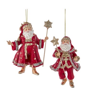 Regal Red Santa Ornaments, 2 Assorted