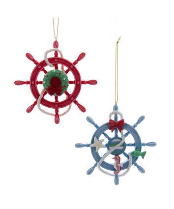 Under The Sea Ship Wheel Ornaments, 2 Assorted