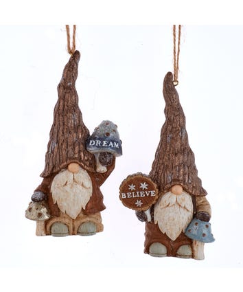 Rustic Glam Gnome Mushroom Ornaments, 2 Assorted