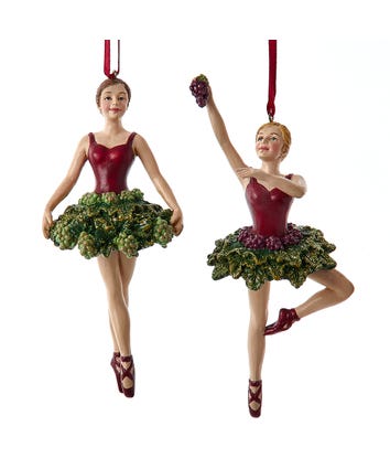 Wine Ballerina Ornaments, 2 Assorted