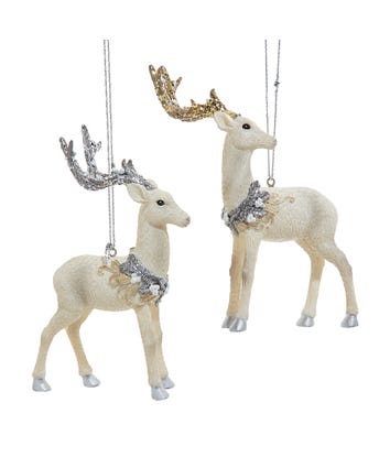 Taupe & Silver Winter Reindeer Ornaments, 2 Assorted