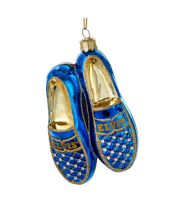 Elvis Presley® Blue Suede Shoes Glass Ornament