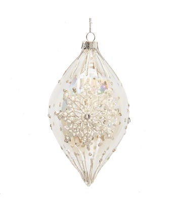 Glass Clear Snowflake Finial Ornament