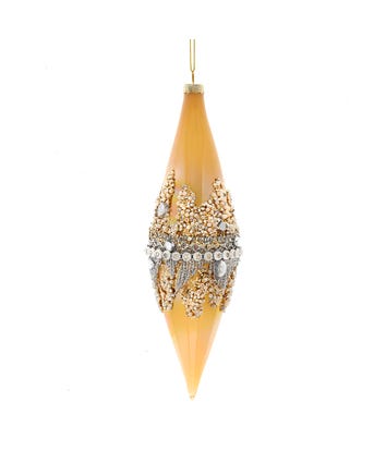 Glass Gold Finial With Beading Ornament