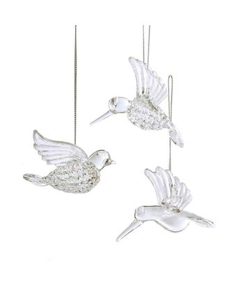 Spun Glass Bird Ornaments, 3-Piece Set