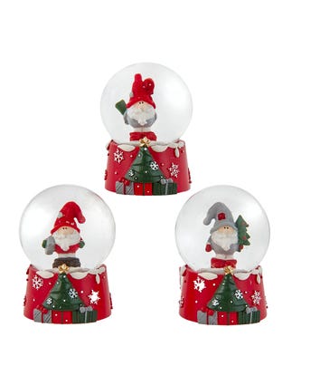 Small Gnome Water Globes, 3 Assorted