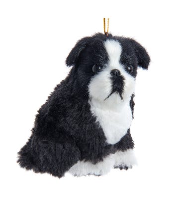 Furry Boston Terrier Dog Ornament