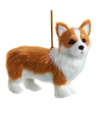 Furry Corgi Dog Ornament