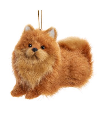 Furry Pomeranian Dog Ornament