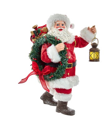 10.5 Fabriché™ Santa With Wreath and Lantern
