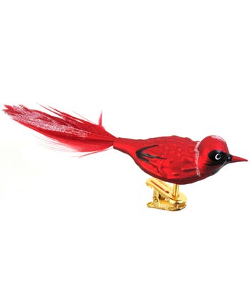 Clip-On Glass Cardinal Ornaments, 5-Piece Box Set