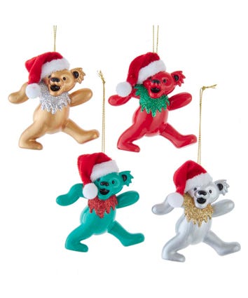 Grateful Dead™ Bears With Santa Hat Ornaments, 4 Assorted