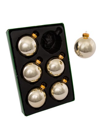 65MM Glass Shiny Gold Ball Ornaments, 6-Piece Box