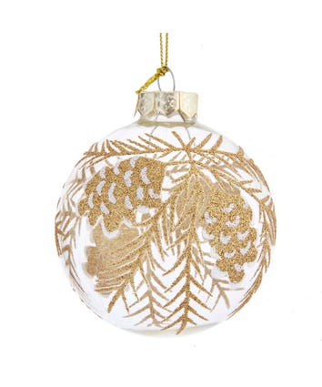 80MM Clear Glass Ball With Gold Pinecone Ornaments, 6-Piece Box Set