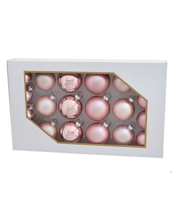 60MM - 80MM Shiny and Matte Pink Glass Ball Ornaments, 20-Piece Box Set