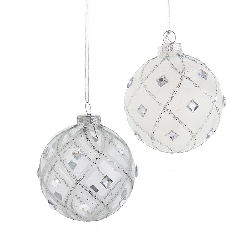 White glass top christmas ball ornaments