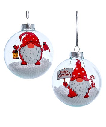 80MM Glass Transparent Gnome Ball Ornaments, 6 Piece Box