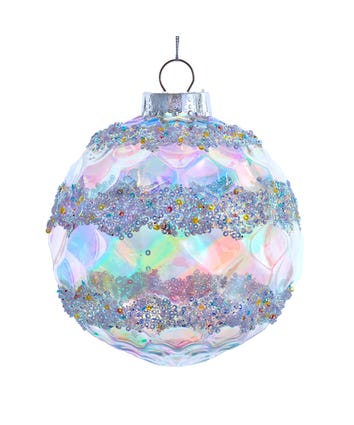 150MM Glittered Iridescent Ball Ornament