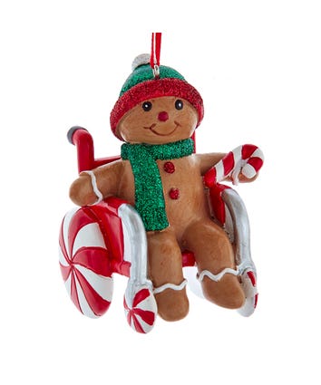 Gingerbread Kid With Peppermint Wheelchair Ornament