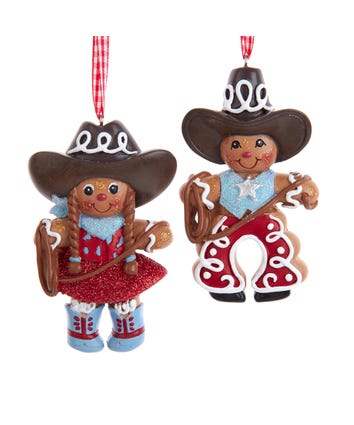 Gingerbread Cowboy & Cowgirl Ornament, 2 Assorted