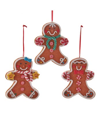Claydough Gingerbread Man Ornaments, 3 Assorted
