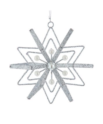 Silver Glittered Snowflake Ornament