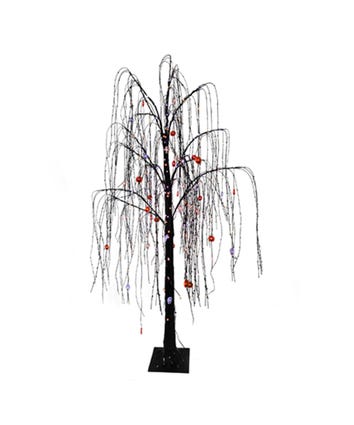 6' Pre-Lit Decorated Halloween Willow Tree
