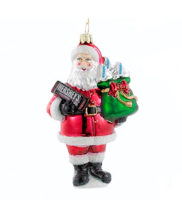 Santa With Hershey's™ Bar Glass Ornament