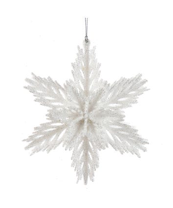 Winter White Glittered Snowflake Ornament