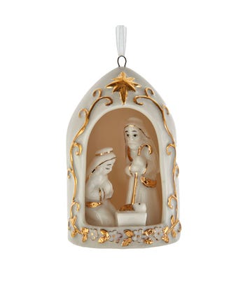 Gold and White Holy Family Ornament