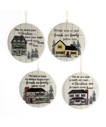 Round Family & Friend Sentiment Ornaments, 4 Assorted
