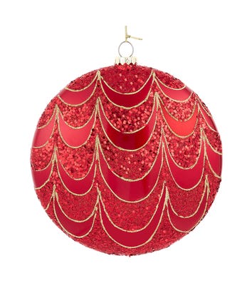 200MM Red Scalloped Disc Ornament