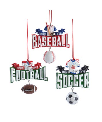 Sports Ornament, 3 Assorted