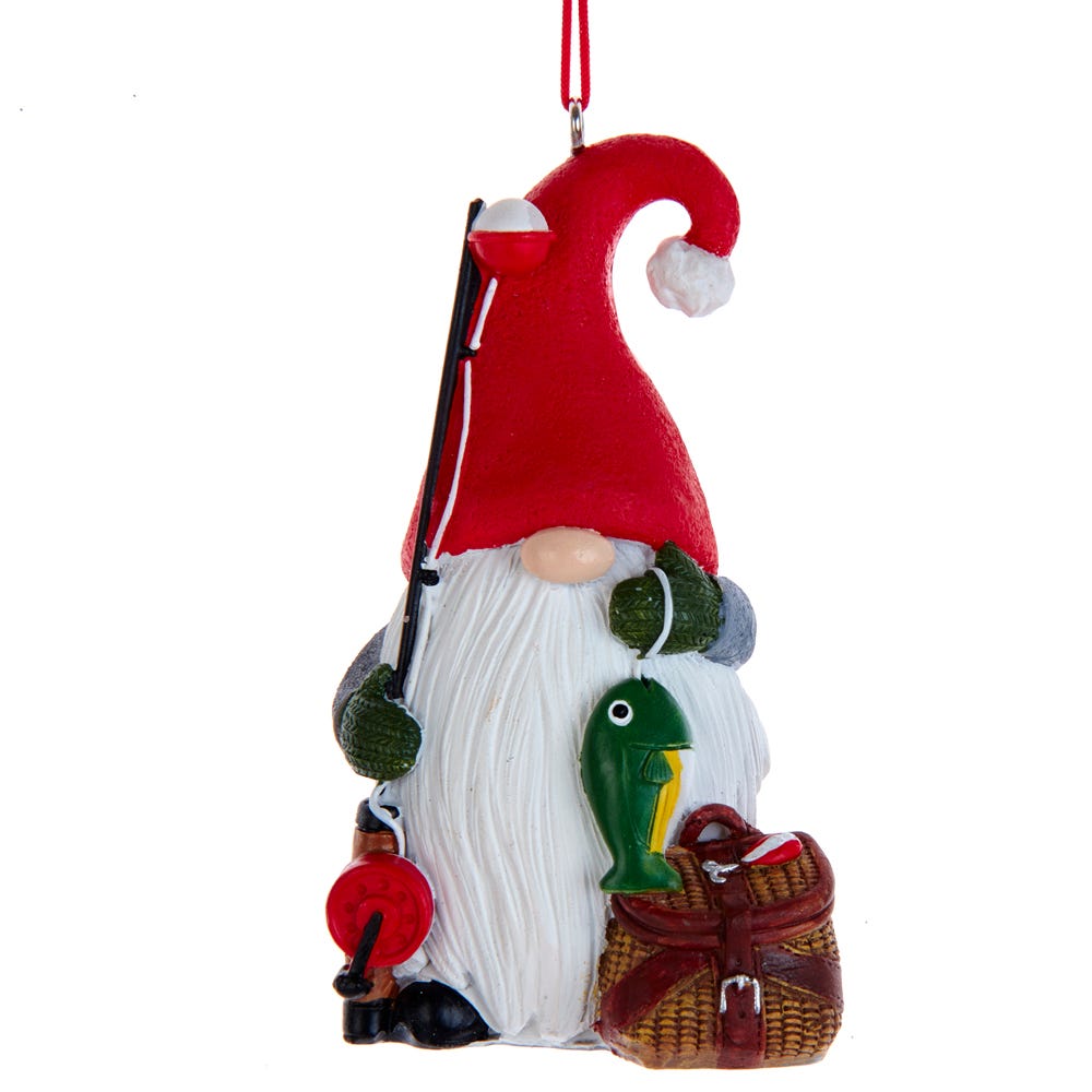 Santa Claus with Fishing Pole Resin Christmas Ornament ~ NWT 