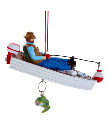 Sleeping Fisherman in Boat Ornament