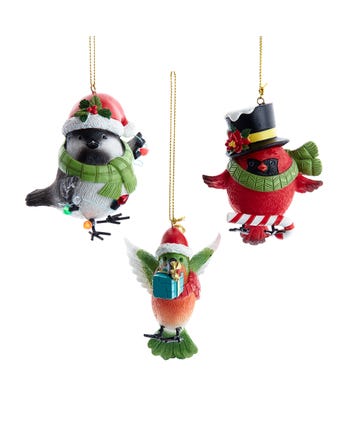 Christmas Bird Ornaments, 3 Assorted
