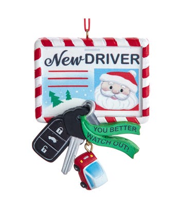 New Driver Santa License Ornament
