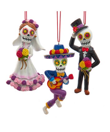 Day Of The Dead Skeleton Ornaments, 3 Assorted