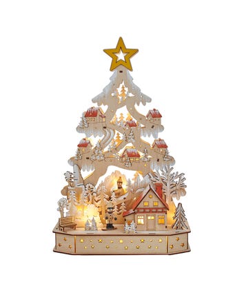 Battery Operated Light-Up Christmas Village Tree