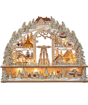 Battery Operated Light-Up Large Christmas Village With Santa