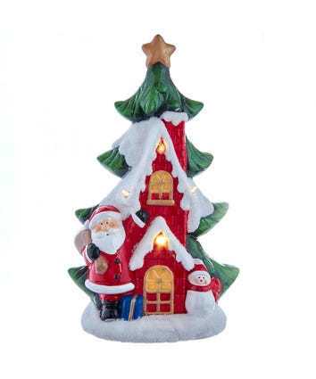 Porcelain Illuminated Christmas Tree With Santa