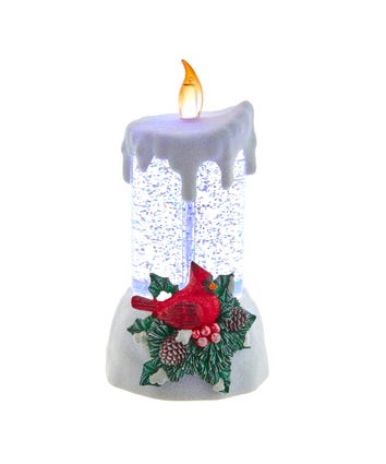 Battery Operated Light-Up Cardinal Candle With Swirling Water