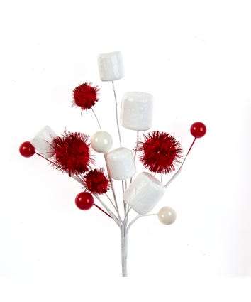 Red and White Marshmallow, Pom Pom and Berry Pick