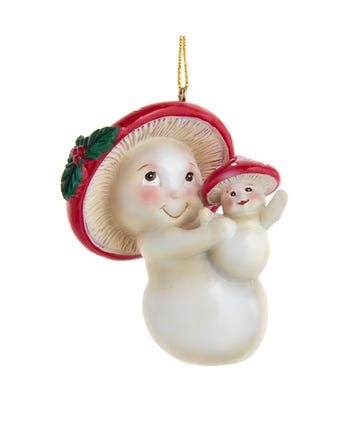 Merry Little Mushroom Mother With Baby Ornament